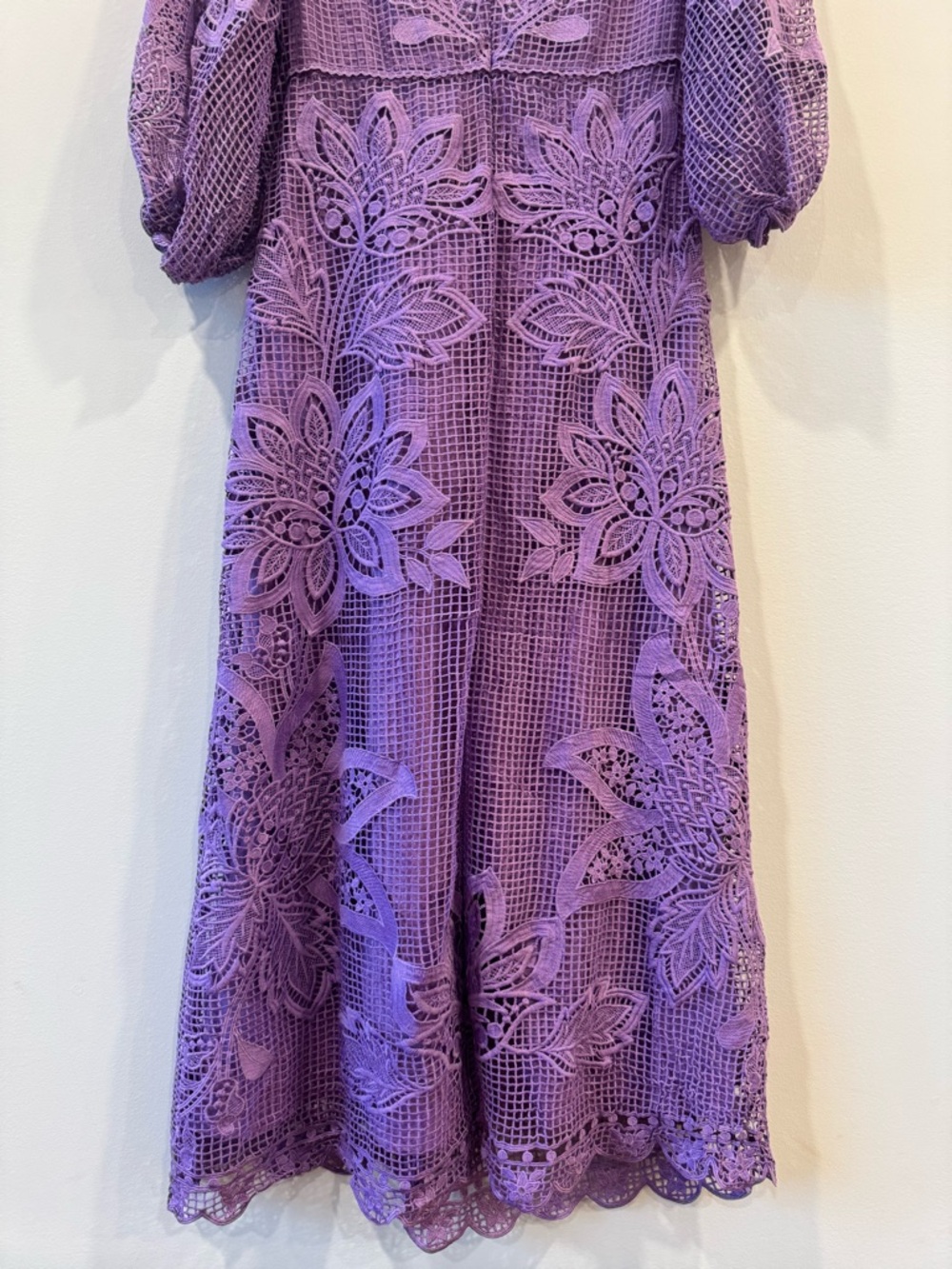 FARM Rio Lavender purple Floral Crochet Maxi Dress with Side Cutout medium m - Picture 10 of 13